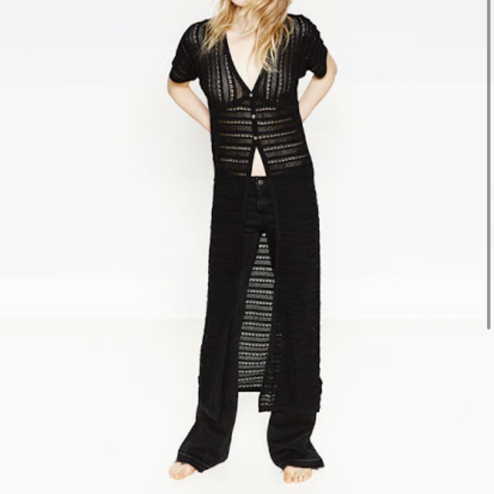 ZARA Black Knit Cardigan Dress S 6511/003